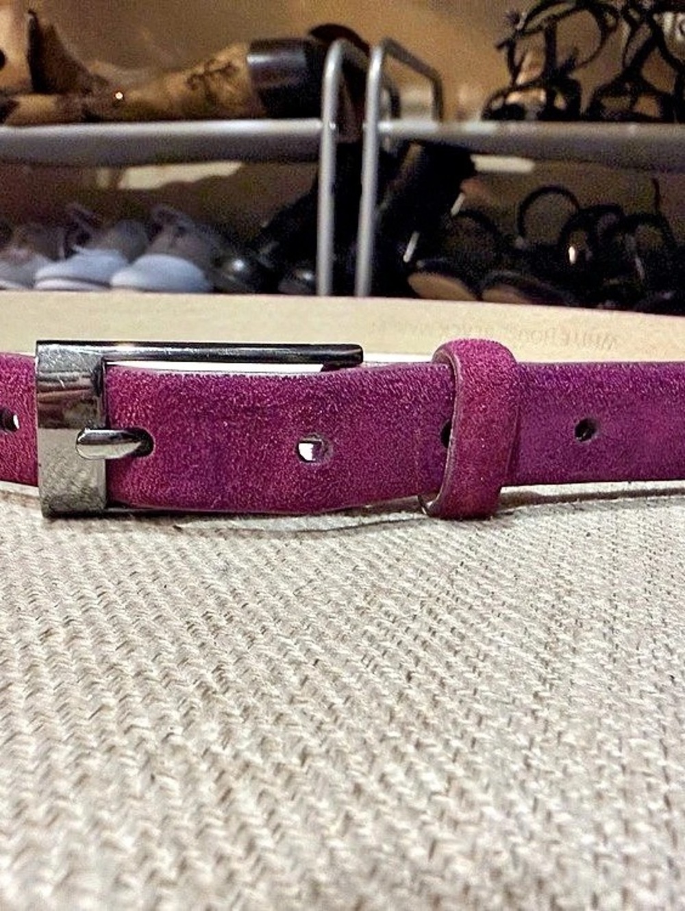 WHBM Leather Belt in Purple XS